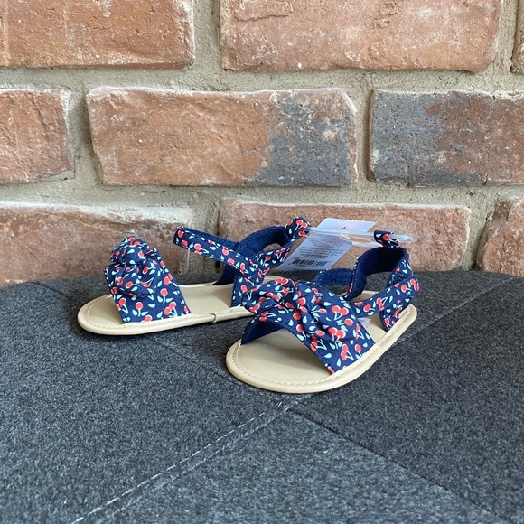9-12M NWT Carter’s Sandals - Navy with Cherries - Picture 5 of 11